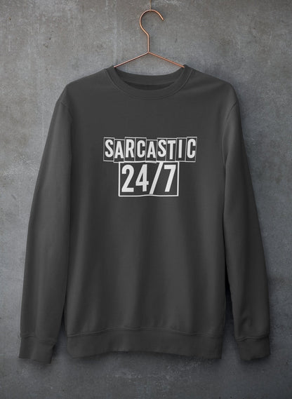 Sarcastic 24/7 Sweat Shirt shopmerchmallow Virgin Teez - Black Hoodie