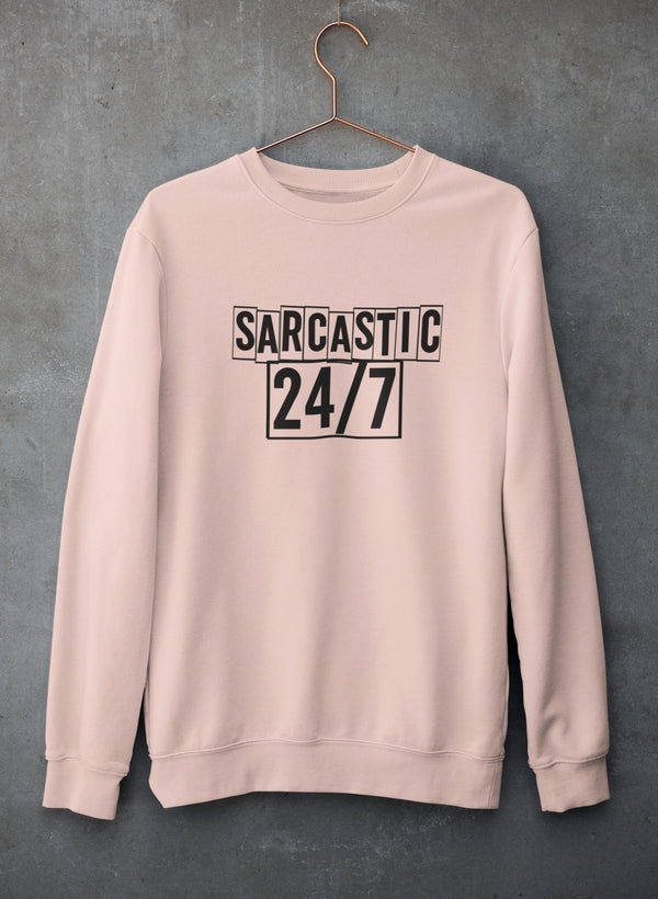 Sarcastic 24/7 Sweat Shirt shopmerchmallow Virgin Teez - Black Hoodie