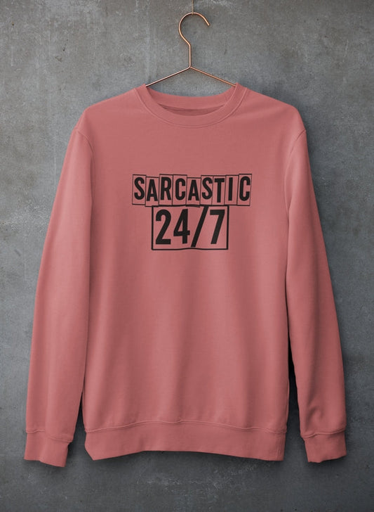 Sarcastic 24/7 Sweat Shirt shopmerchmallow Virgin Teez - Black Hoodie