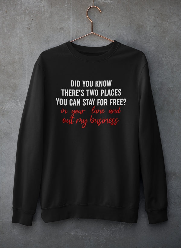 Places You Can Stay For Free Sweat Shirt shopmerchmallow Virgin Teez - Black Hoodie