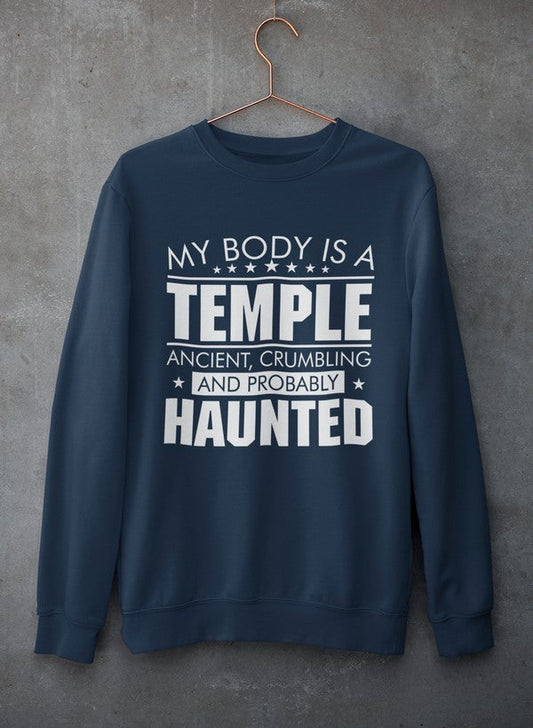 My Body Is A Temple Sweat Shirt shopmerchmallow Virgin Teez - Black Hoodie