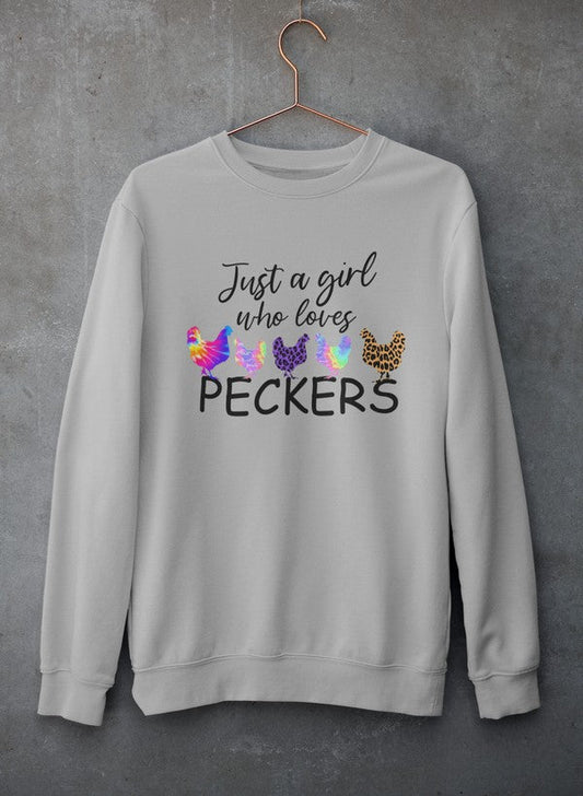 Just A Girl Who Loves Peckers Sweat Shirt shopmerchmallow Virgin Teez - Black Hoodie