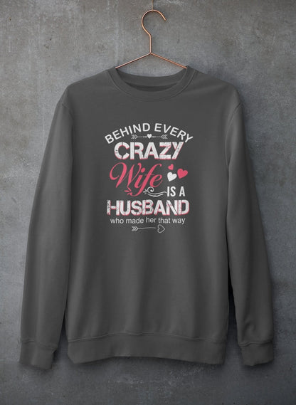 Behind Every Crazy Wife Sweat Shirt shopmerchmallow Virgin Teez - Black Hoodie