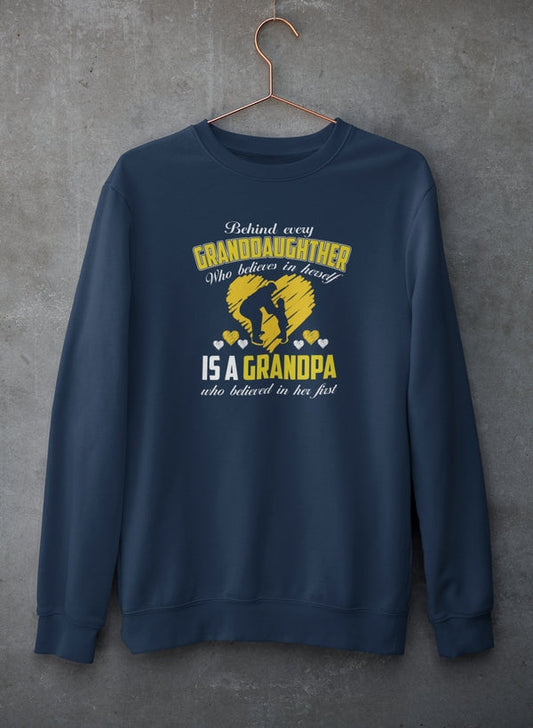 Behind Every Granddaughter Who Believes In Herself Is A Grandpa Sweat Shirt shopmerchmallow Virgin Teez - Black Hoodie