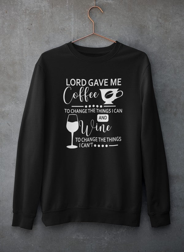 Lord Gave Me Coffee Sweat Shirt shopmerchmallow Virgin Teez - Black Hoodie