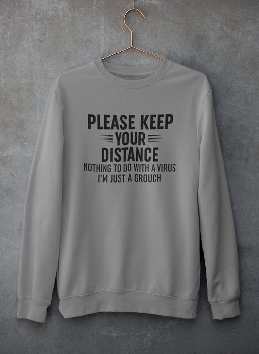 Please Keep Your Distance Sweat Shirt shopmerchmallow Virgin Teez - Black Hoodie