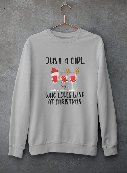Just A Girl Who Loves Wine At Christmas Sweat Shirt shopmerchmallow Virgin Teez - Black Hoodie
