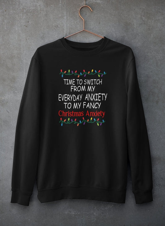 Christmas Anxiety Sweat Shirt shopmerchmallow Virgin Teez - Black Hoodie