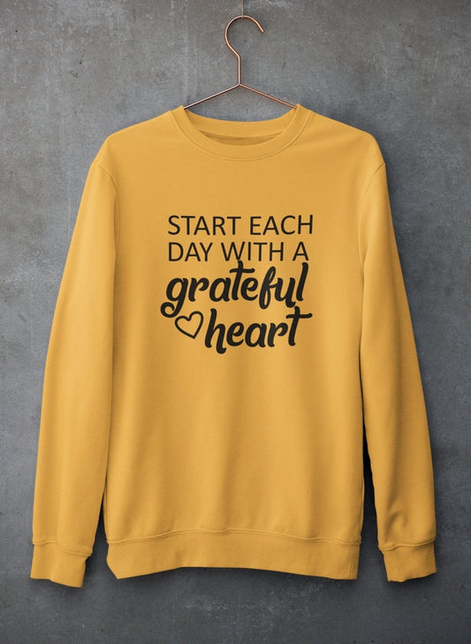 Start Each Day With A Grateful Heart Sweat Shirt shopmerchmallow Virgin Teez - Black Hoodie