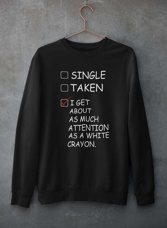 White Crayon Sweat Shirt shopmerchmallow Virgin Teez - Black Hoodie
