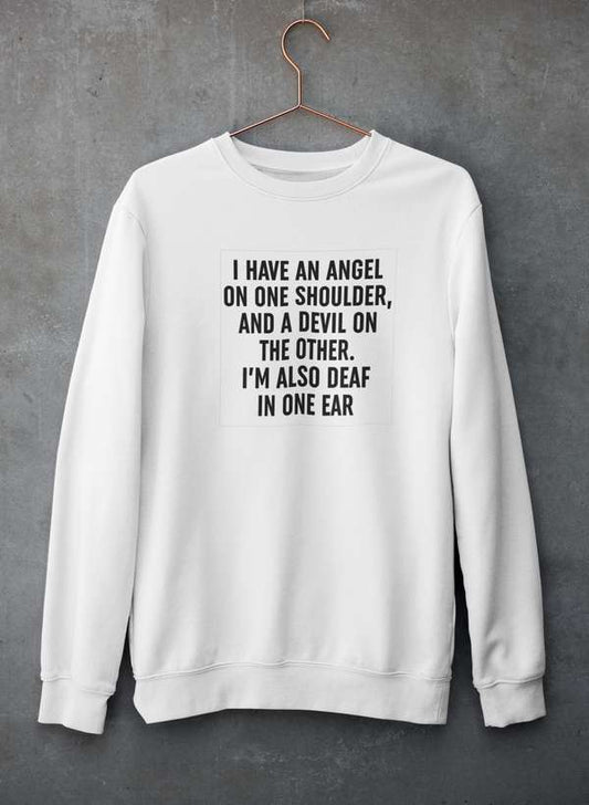 I Have An Angel and A Devil  Sweat Shirt shopmerchmallow Virgin Teez - Black Hoodie