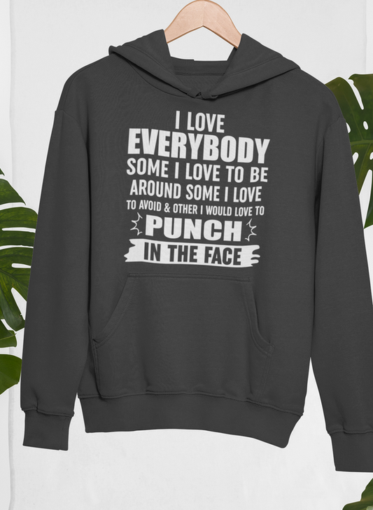 I Love Everybody Hoodie shopmerchmallow Virgin Teez - Black Hoodie