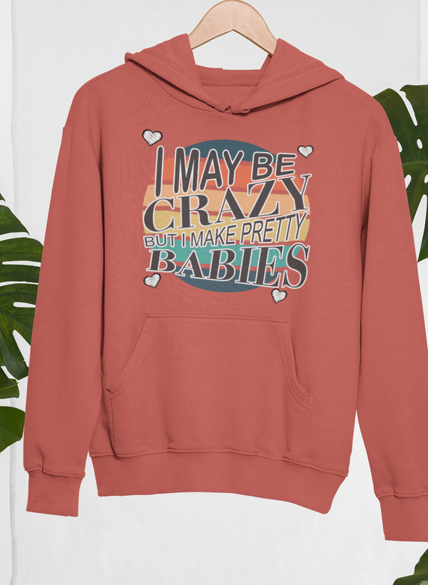 I May Be Crazy But I Make Pretty Babies Hoodie shopmerchmallow Virgin Teez - Black Hoodie