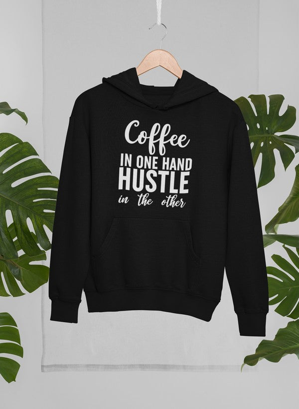 Coffee In One Hand Hustle In The Other Hoodie shopmerchmallow Virgin Teez - Black Hoodie