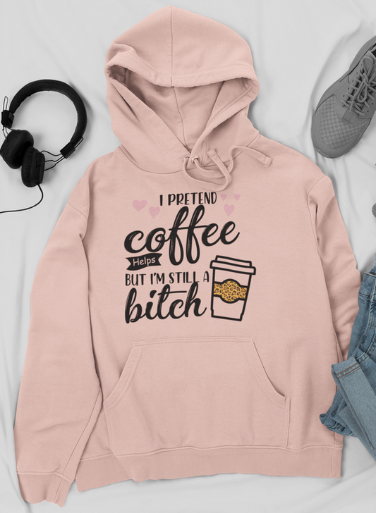 I Pretend Coffee Helps Hoodie shopmerchmallow Virgin Teez - Black Hoodie