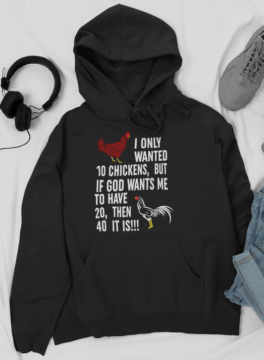 I Only Wanted 10 Chickens Hoodie shopmerchmallow Virgin Teez - Black Hoodie