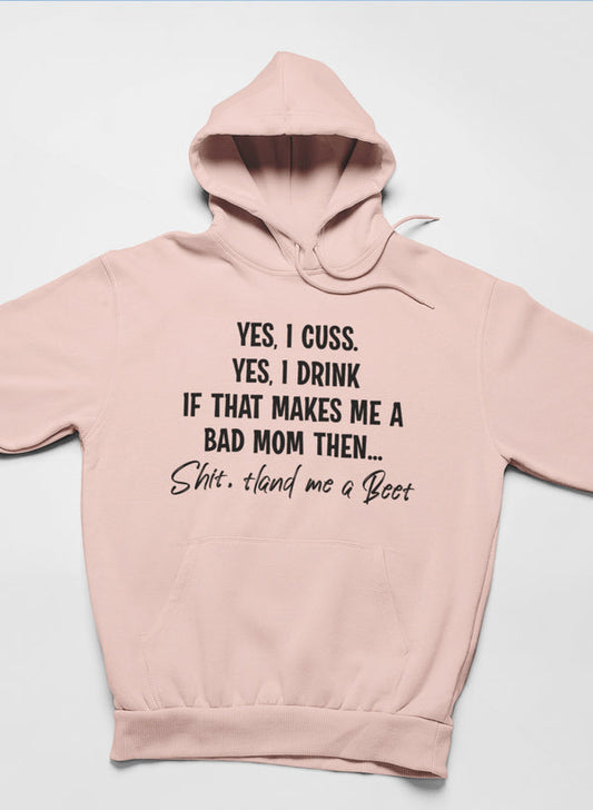 Bad Mom Hoodie shopmerchmallow Virgin Teez - Black Hoodie