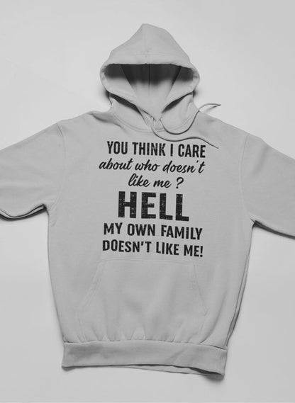 Do You Think I Care Hoodie shopmerchmallow Virgin Teez - Black Hoodie