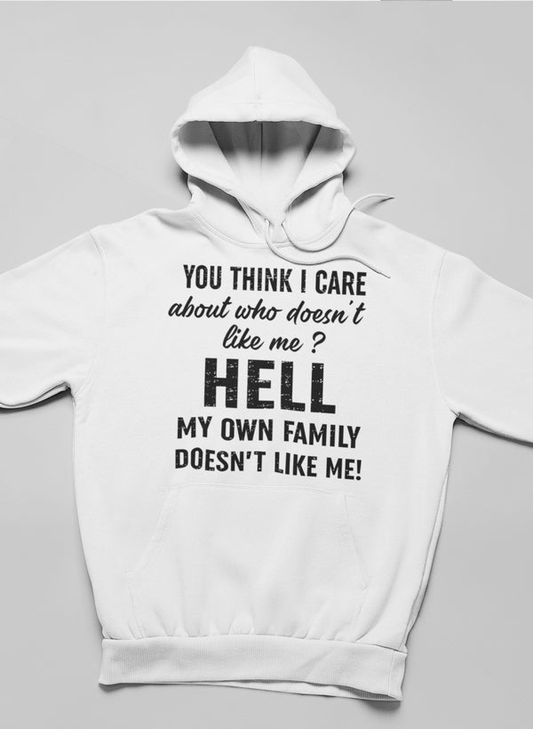 Do You Think I Care Hoodie shopmerchmallow Virgin Teez - Black Hoodie